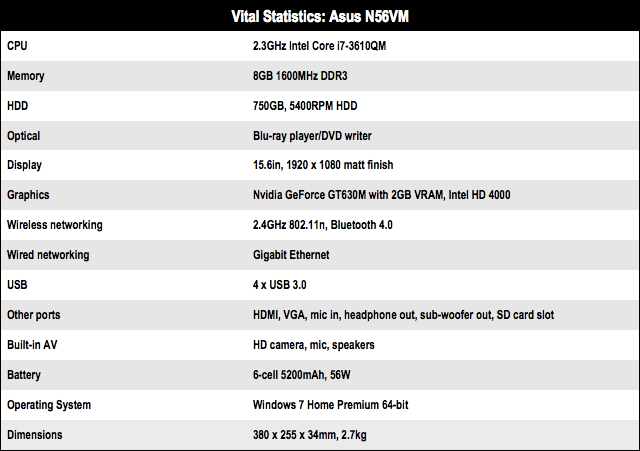 Asus N56VM 15.6in notebook