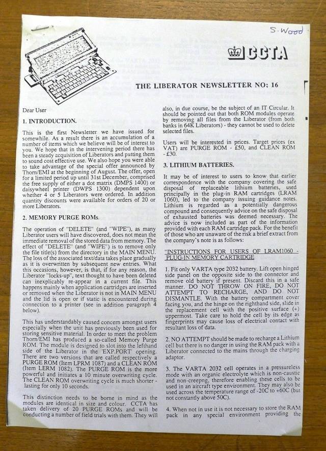 The Liberator User Group newsletter