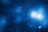 Hubble image with dark matter mass overlay