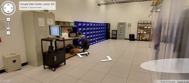 Google data center with empty chair and desk