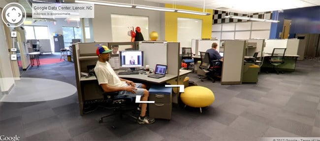 Bloke sitting at computer in Google data centre