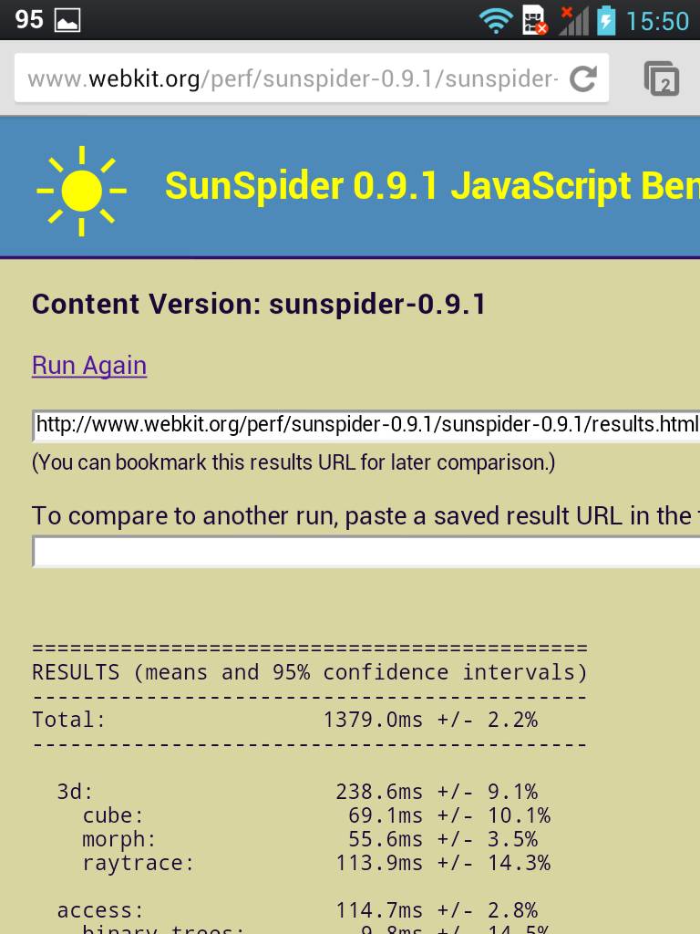 LG Vu runs SunSpider