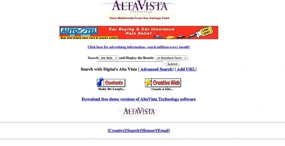 AltaVista screen shot 1996