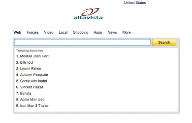 AltaVista screenshot 2012