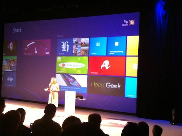 El Reg featured at the launch of WIndows 8 in Australia