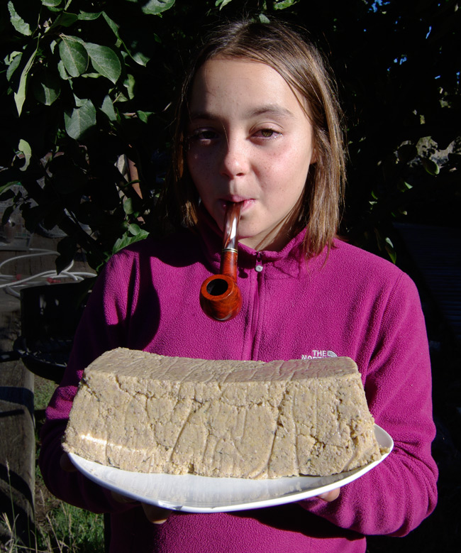 Katarina presents the finished scrapple