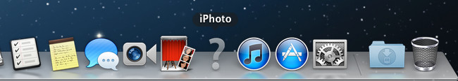 An iPhoto icon is missing in the Mac OS X Dock