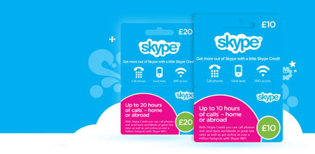 Skype top-up cards