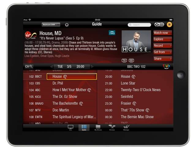 Virgin Media Tivo app