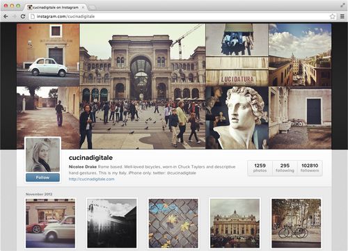 Instagram&#39;s new web profile, credit Instagram