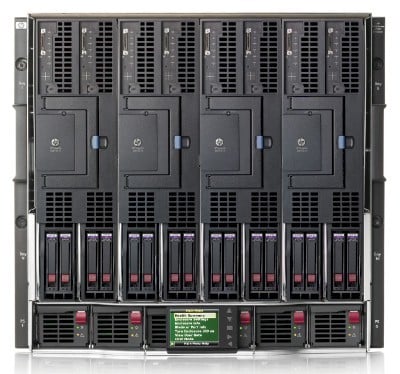 The c7000 chassis stuffed with four BL870c i4 servers