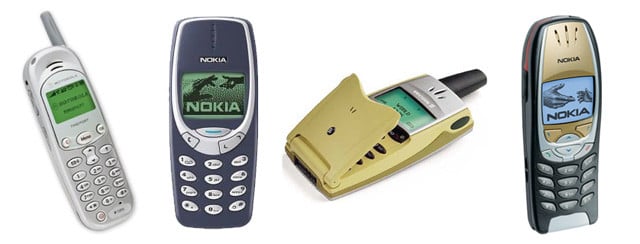 Motorola Timeport, Nokia 3310, Ericsson T36 and Nokia 6310i 