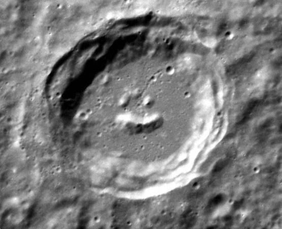 Image of 'smiley face' crater photographed by NASA's Messenger Mercury orbiter