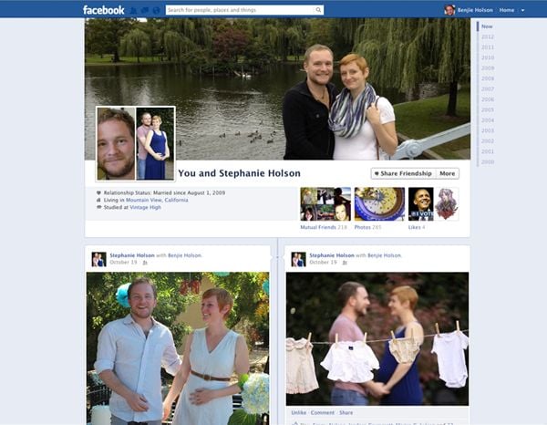 Facebook&#39;s new couple page, credit Facebook
