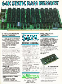 January 1983 Byte magazine - 64K static RAM ad