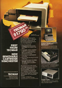 January 1983 Byte magazine – Tecmar removable Winchester disk ad