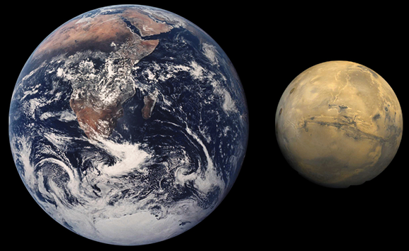 Mars and Earth