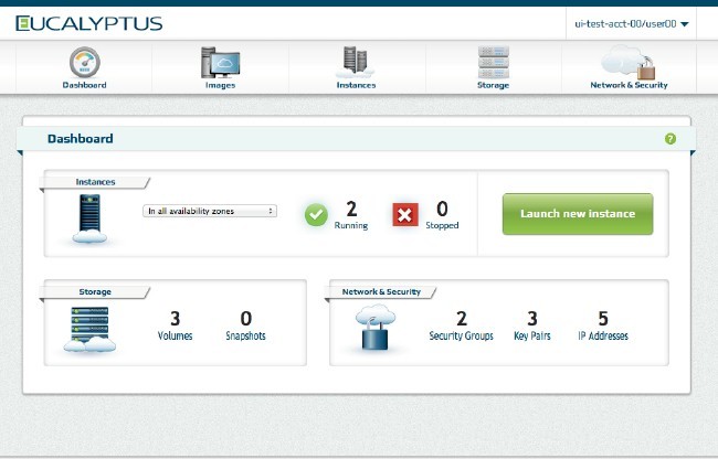 The new Eucalyptus dashboard