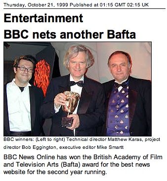 Matthew Karas and two others with BAFTA award