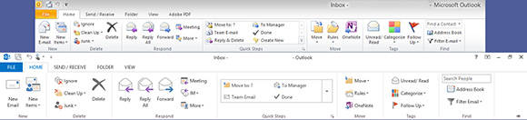 Comparison of the Office 2013 Ribbon with that of Office 2010