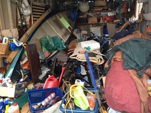 Nicola Price's garage - filled with junk