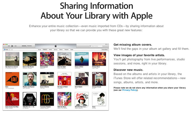 iTunes 11 sharing info