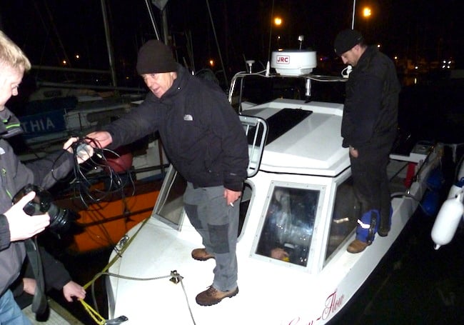 We return to the dock as night falls