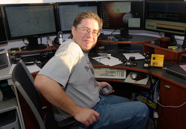 Dave Akerman in mission control