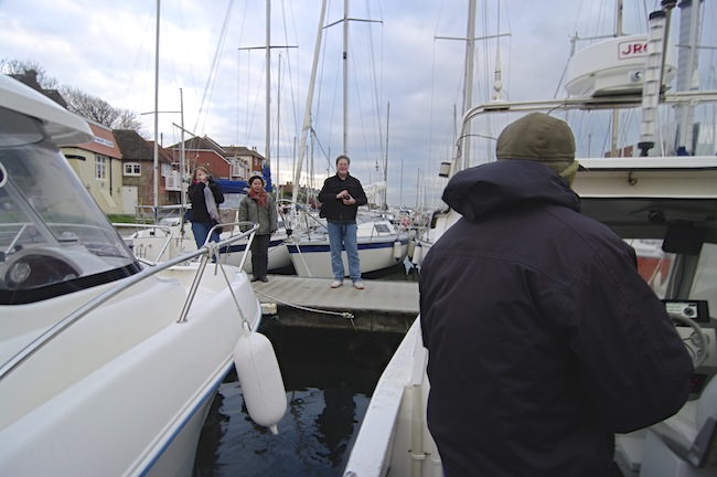 Dave Akerman on the dock, as seen from the Even-Flow