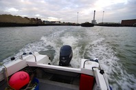 The view behind the boat as we exited Shoreham harbour