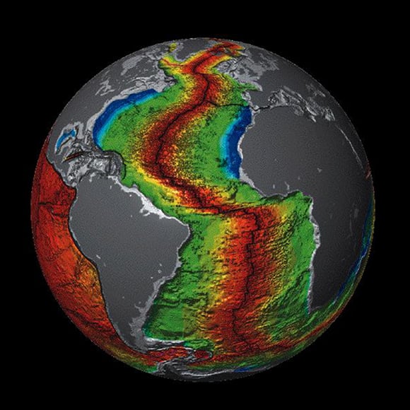 The plate crust under the Atlantic Ocean