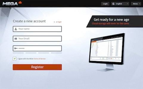 The login screen for Kim Dotcom's new cloud storage service