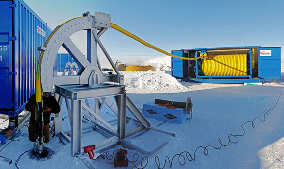 Deploying the drill down the borehole