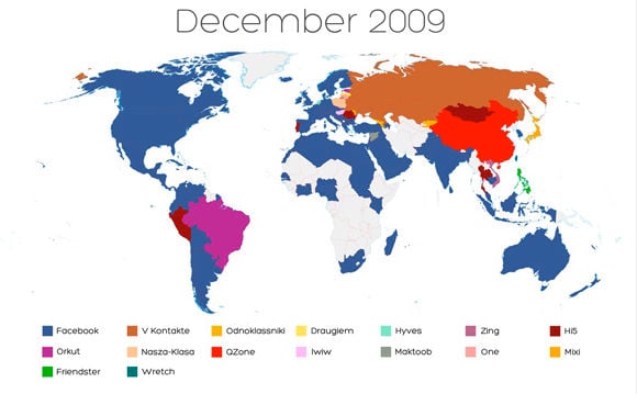 World Map of Social Networks – December 2009