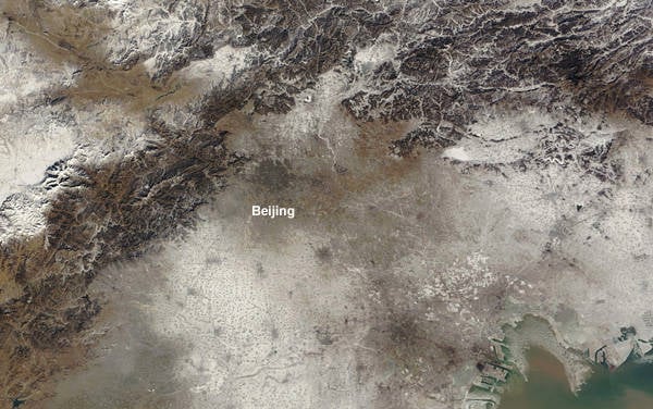 Beijing's 'Airpocalypse' as imaged by the Moderate Resolution Imaging Spectroradiometer (MODIS) on NASA's Terra satellite – January 3