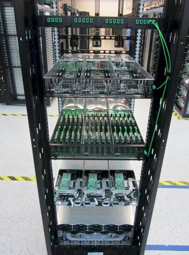The silicon photonics interconnect contributed by Intel to Open Compute in action in a rack