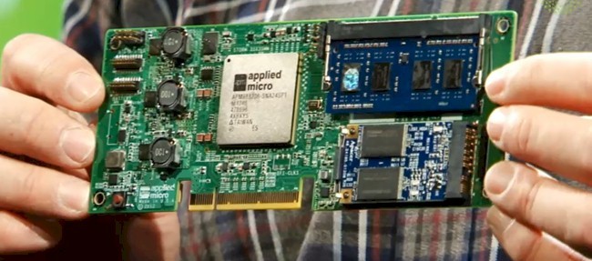 An X-Gene ARM microserver that plugs into the Group Hug backplane