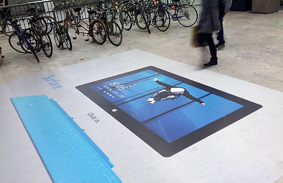 Photo of billboard marketing Microsoft Surface with Windows RT