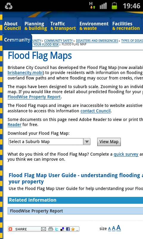 Brisbane flood maps mobile version