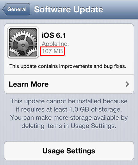 iOS update as downloaded over the iPhone