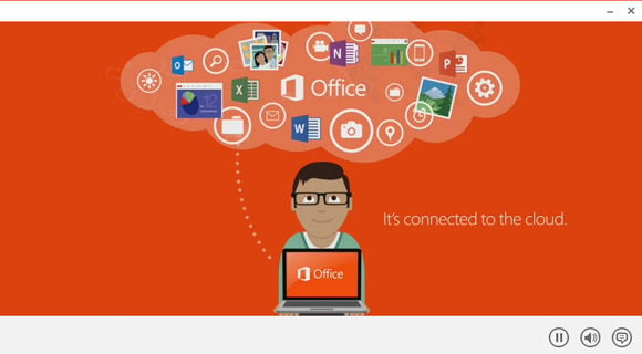 Screenshot of Microsoft promotional video touting Office 2013's cloud integration