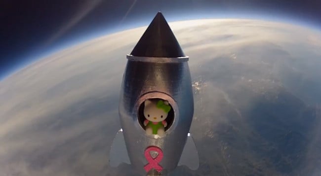 The Hello Kitty seen against the curvature of the Earth