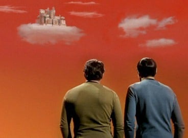 Kirk and Spock contemplate castles built in the air