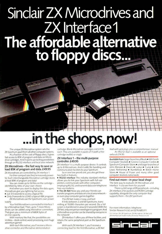 Sinclair ZX Microdrive advert