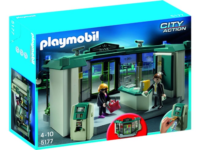 The Playmobil bank set, complete with armed robber