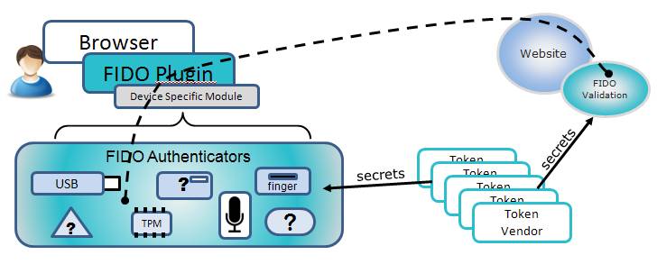 The FIDO Alliance's diagram explaining how its authentication scheme works