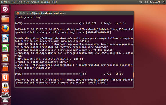Screenshot of a Linux workstation installing Ubuntu on a Nexus 7 tablet