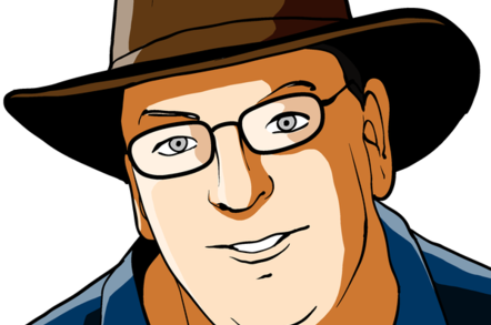 Cartoon of Bill Ray, wearing hat