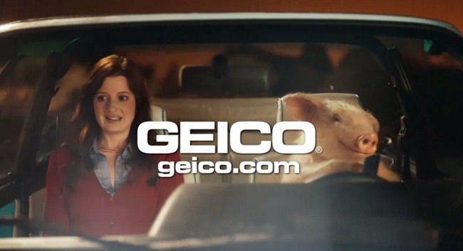 The young woman and Maxwell the pig in the offending advert