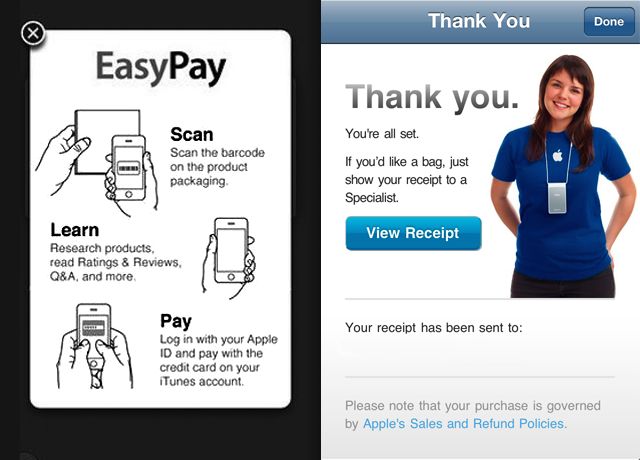 Apple&#39;s Apple Store app for in-store payments